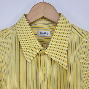 Ascot Chang Dress Shirt Button-down French Cuff Bespoke Stripe Yellow Blue White